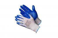 Перчатки из белого нейлона с синим нитриловым покрытием Гвард BLUE